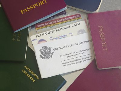 Green card with passports